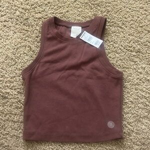 brown high neck tank top